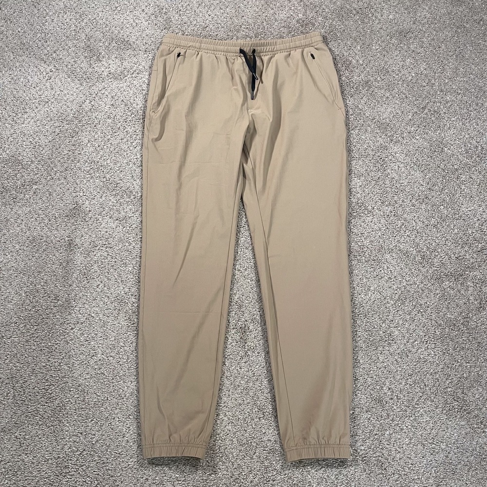 UNRL Men's Jogger Tapered Elastic Waist Athletic Performance L Tan